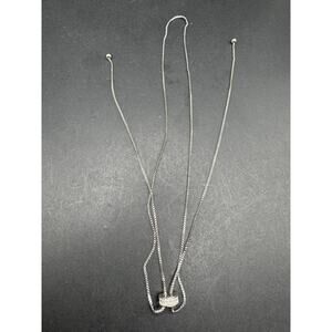 Vintage IBB Signed 925 Sterling Silver Lariat Necklace with Clear Cubic Zirconia